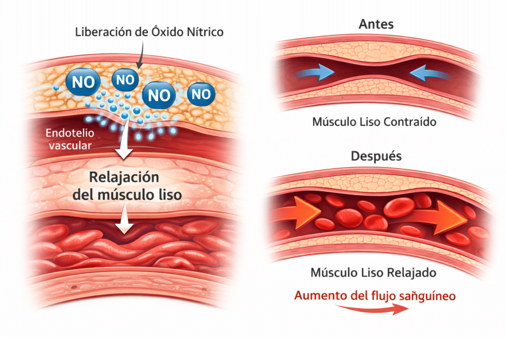 Disfunción eréctil vascular y lipoproteína (a): la causa genética que nadie te ha explicado 5 liberacion de oxido nitroso y vasoilatación con mas afluencia de sangre